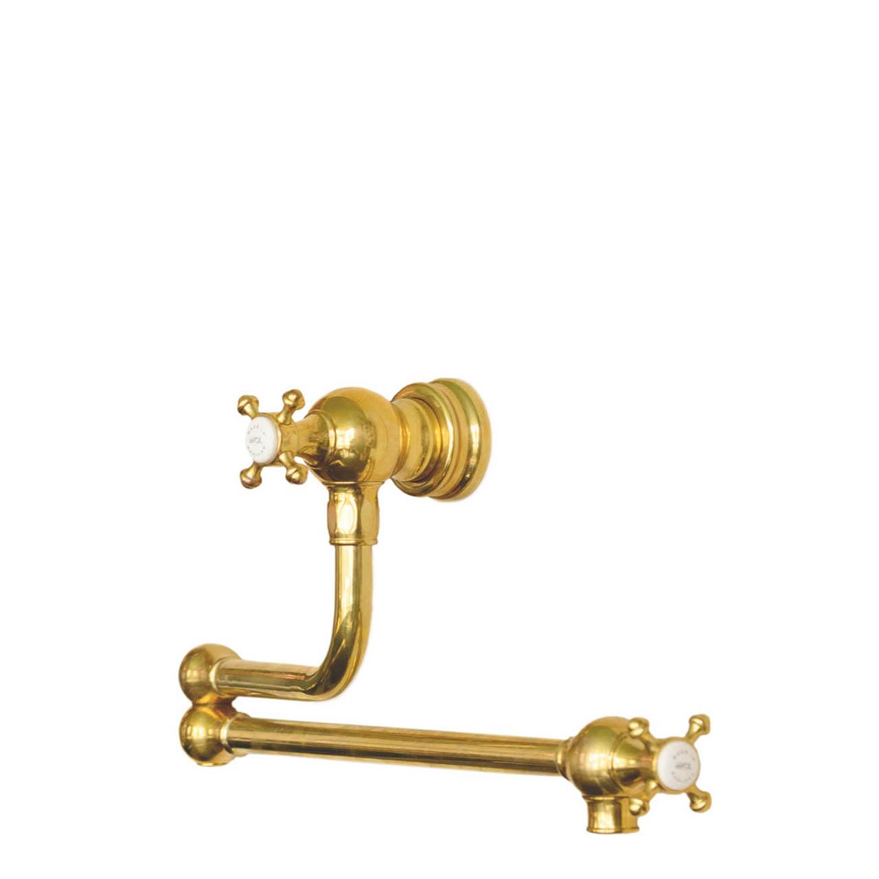 A cut-out image of a traditional style deVOL Pot Filler Tap in our aged brass finish.